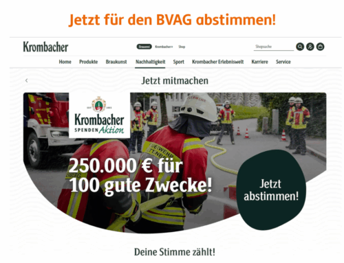 Unterstützt den BVAG bei der Krombacher Spendenaktion „250.000 Euro für 100 gute Zwecke“