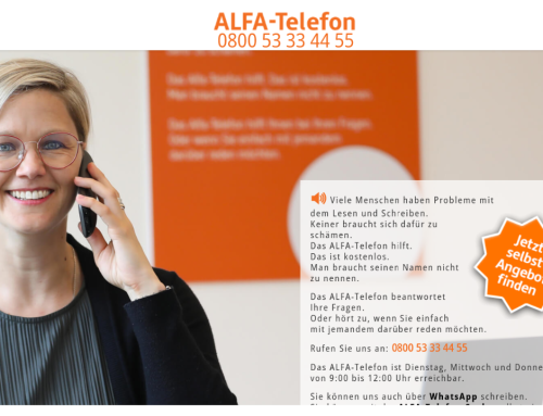 Probleme mit dem Lesen und Schreiben? Das ALFA-Telefon hilft.